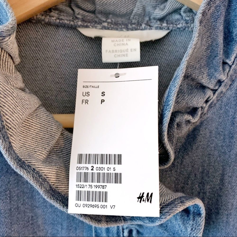 H&M Denim Ruffle Button Up Blouse - Picture 6 of 8